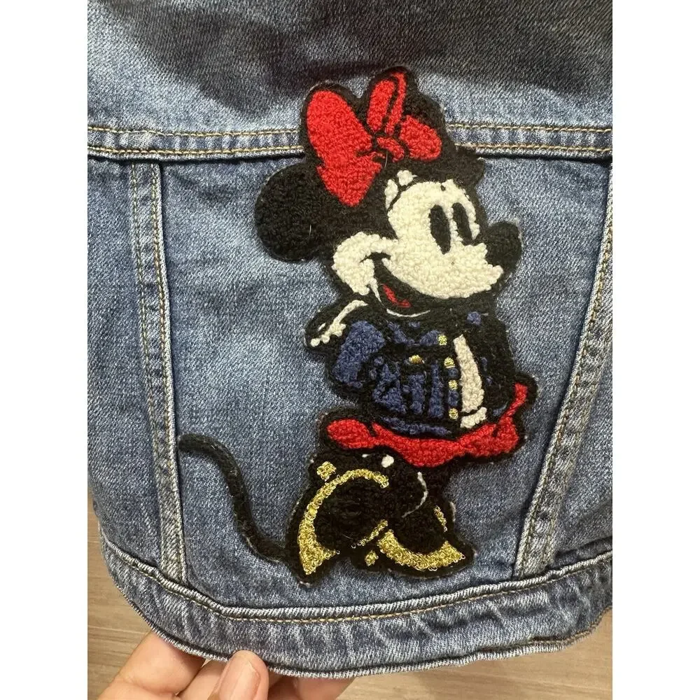 Baby Gap Disney Size 12-18 M Minnie Mouse Embroidered Patch Jean Denim Jacket